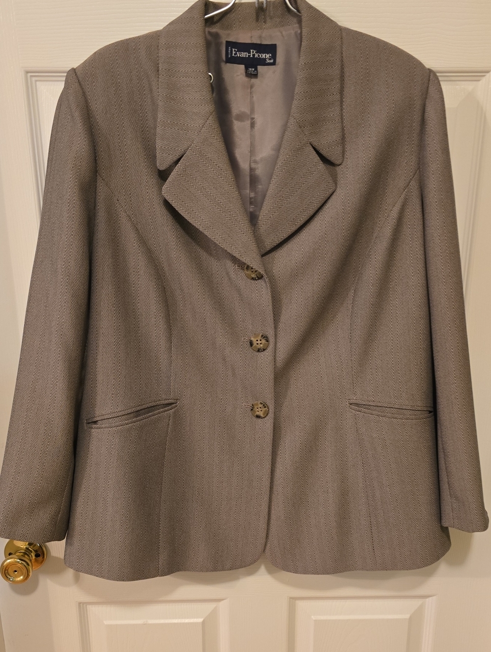 Evan Picone Taupe Textured Women's Blazer Jacket Size 16W